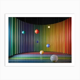 3d Digital Rendering Featuring Red Green Blue And Yellow Signal Colors Cascading From A Wall As F Art Print