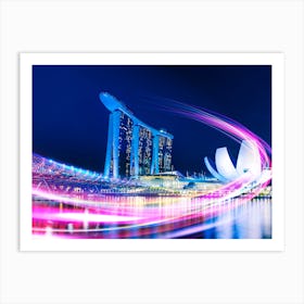 Neon city: Singapore, Marina bay (synthwave/vaporwave/retrowave/cyberpunk) — aesthetic poster Art Print