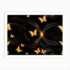 Golden Butterflies 20 Art Print