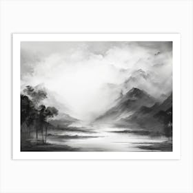 Ethereal Landscape Abstract Black And White 5 Art Print