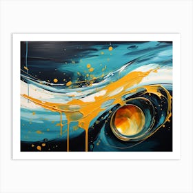 Cropped Cicelevb 01405 Water Drop Painting And Abstract Blue Waterfall Art Print