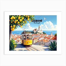 Lisbon Portugal Vintage Travel V 08 Art Print