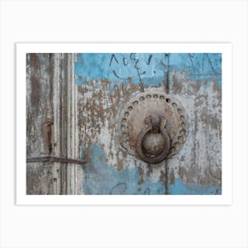 Vintage Door Knocker On Wooden Door Art Print