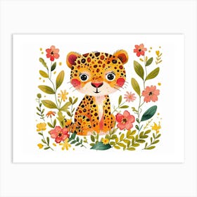 Little Floral Jaguar 1 Art Print