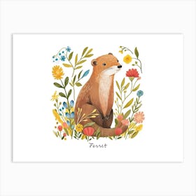 Little Floral Ferret 3 Poster Art Print