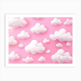 White Clouds On Pink Background Art Print