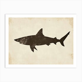 Bull Shark Grey Silhouette 7 Art Print