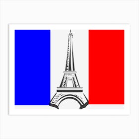 Eiffel Tower France Flag Tower Art Print