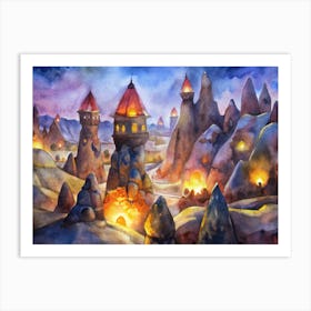 A Glowing Design Of The Fairy Chimneys In Cappadoc (1) Art Print