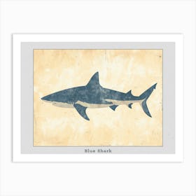 Blue Shark Grey Silhouette 7 Poster Art Print