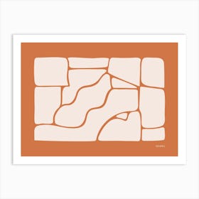 Solid Fluid Landscape Burnt Orange And Off White Neutral Boho Art Print