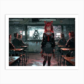 Anime Girl In Classroom Art Print