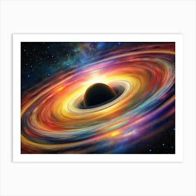 Black Hole With Colorful Accretion Disk In Space Art Print