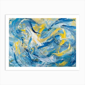 Blue And Yellow Abstract Painting 3 Art Print