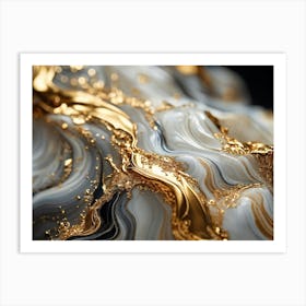 Abstract Marble Texture Swirls Of Gold And Silver Intertwining In A Lavish Dance Of Opulence Palet (1) Art Print