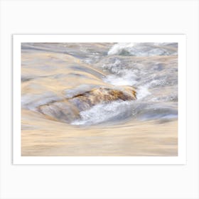 Water Flowing Around A Rock Art Print