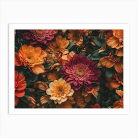 Photoreal A Vintage Floral Piece Using Abstract Techniq Art Print