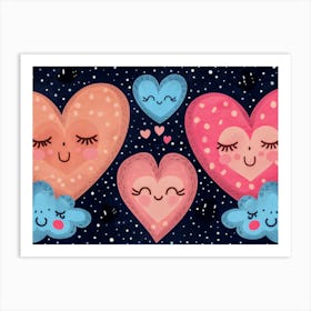 Cute Hearts Art Print