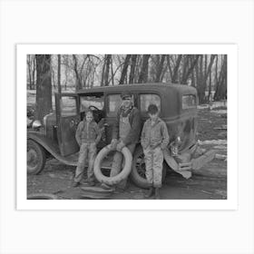 Henry Monk And Two Of His Stepchildren On Their Farm Near Ruthven, Iowa By Russell Lee Art Print