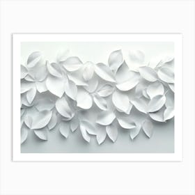 3d Art White Leaves Background 4 Art Print