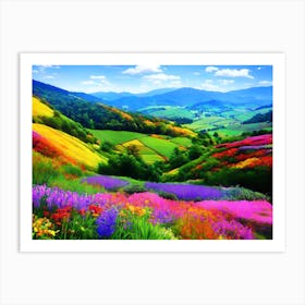 Colorful Flowers In A Valley Art Print