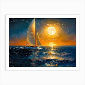 Sailboat At Sunset 1 Art Print