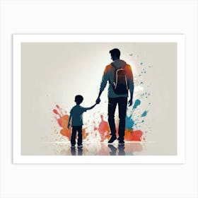 Father And Son Holding Hands Father's Day 1 Art Print