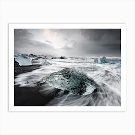 Dramatic ice beach Art Print