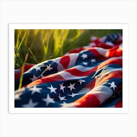 American Flag In The Grass 2 Art Print