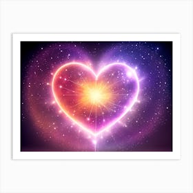 A Colorful Glowing Heart On A Dark Background Horizontal Composition 70 Art Print