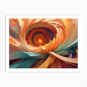 Abstract Image Of A Swirling, Multi Colored Vortex With A Bright Orange Center, Creating A Sense Of Energy And Movement Art Print