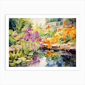 Irises In The Pond Art Print