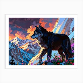 Wolf In The Mountains 1 Art Print