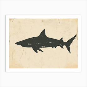 Bull Shark Grey Silhouette 4 Art Print