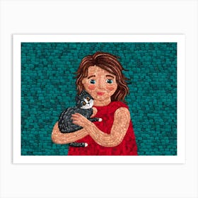 Little Girl With Cat Art Print