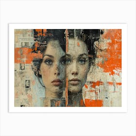 Temporal Resonances: A Conceptual Art Collection. Two Faces Art Print
