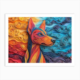 Pharoah Hound Paper Quilling Dog Portrait II Art Print