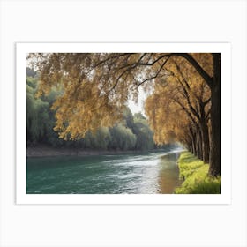 Waterway Surrounded By Trees Art Print