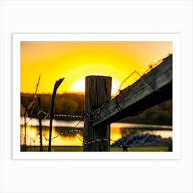 Sunset Over A Fence Art Print