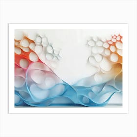 Smooth Blue And Gradient Red Curves Intertwine On A White Canvas With A Glossy 1 Art Print