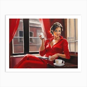 Lady In Red Art Print