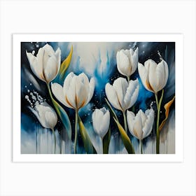 White Tulips- Ai Art Print