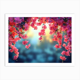 Elegant Colorful with Vibrant Flower Hanging Branches 4 Art Print