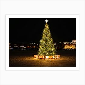 Christmas Tree Illuminated Season Home Background Holiday Merry Magic Fire Celebration Hou (23) Art Print