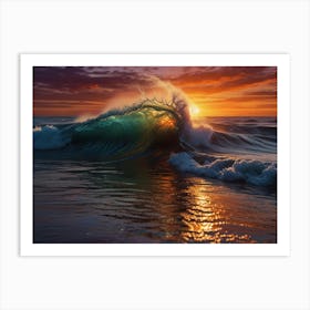 Wave At Sunset 1 Art Print