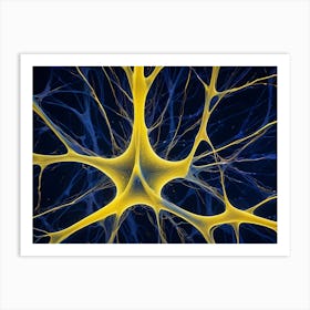 Microscopic View Of A Neuron With Glowing Dendrites And Synapses Firing 2 Art Print