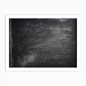 An Extreme Closeup View Of A Smudged Bare Black Slate Chalkboard Revealing The Subtle Nuances Of Art Print