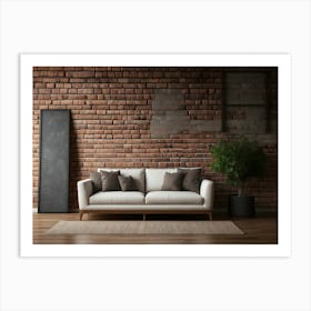 Living Room With Brick Wall Art Print