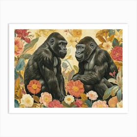 Floral Animal Illustration Gorilla 3 Art Print