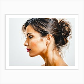 Side Profile Of Beautiful Woman Oil Painting 91 Art Print